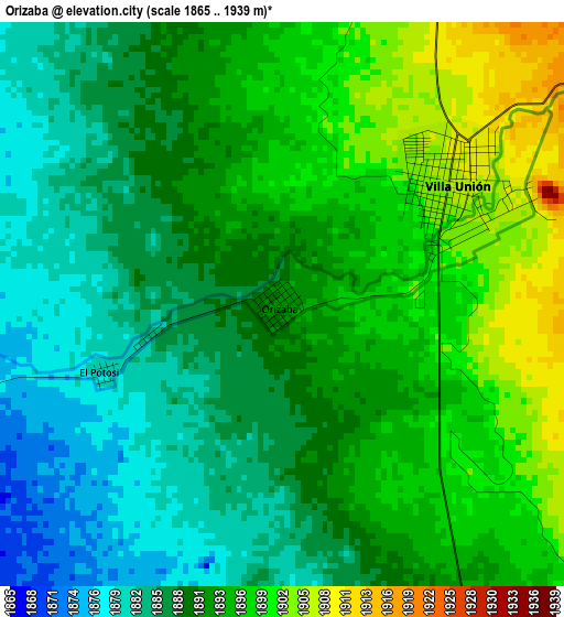 Orizaba elevation map