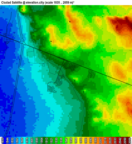 Ciudad Satélite elevation map