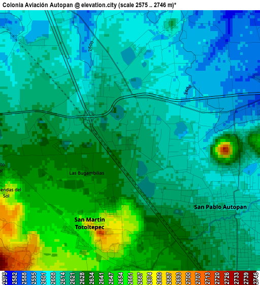 Colonia Aviación Autopan elevation map