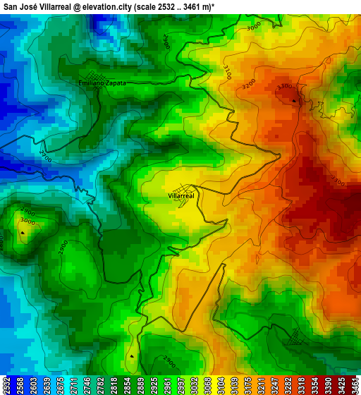 San José Villarreal elevation map