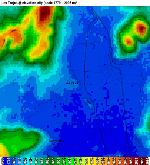 Las Trojas elevation map