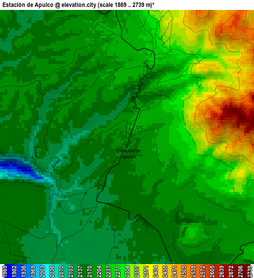 Estación de Apulco elevation map