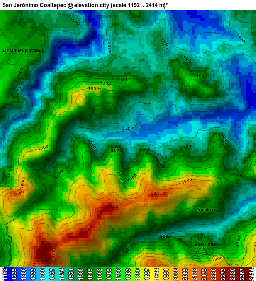 San Jerónimo Coaltepec elevation map