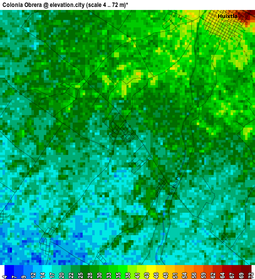 Colonia Obrera elevation map