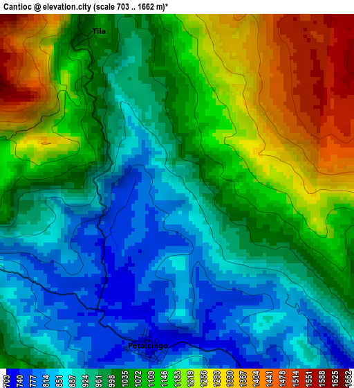 Cantioc elevation map