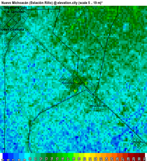 Nuevo Michoacán (Estación Riíto) elevation map