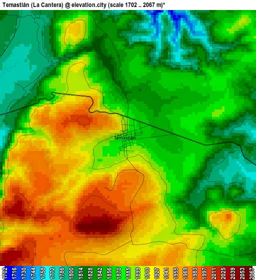 Temastián (La Cantera) elevation map