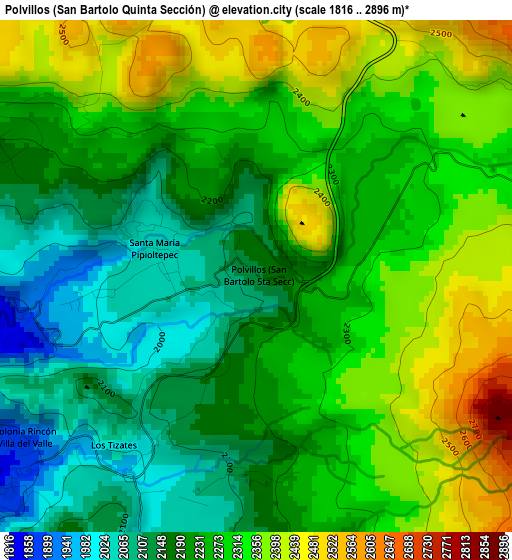 Polvillos (San Bartolo Quinta Sección) elevation map