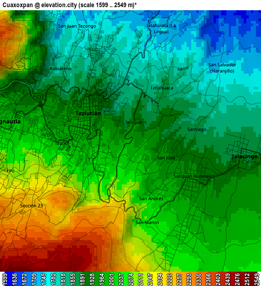 Cuaxoxpan elevation map