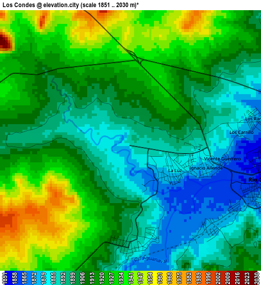 Los Condes elevation map