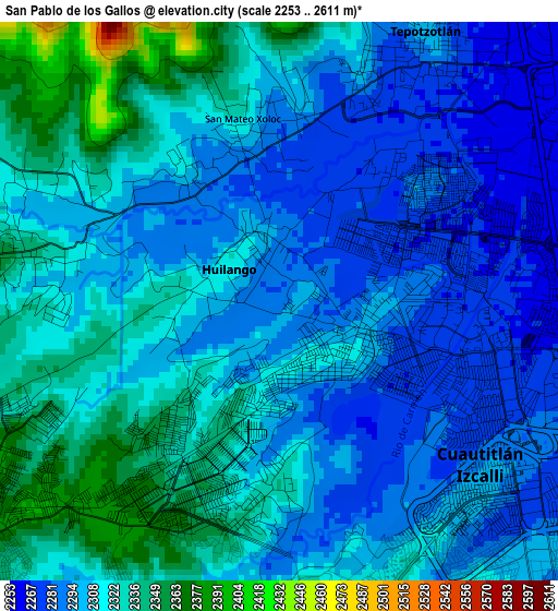 San Pablo de los Gallos elevation map