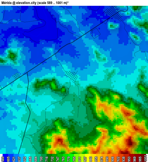 Mérida elevation map