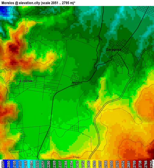 Morelos elevation map