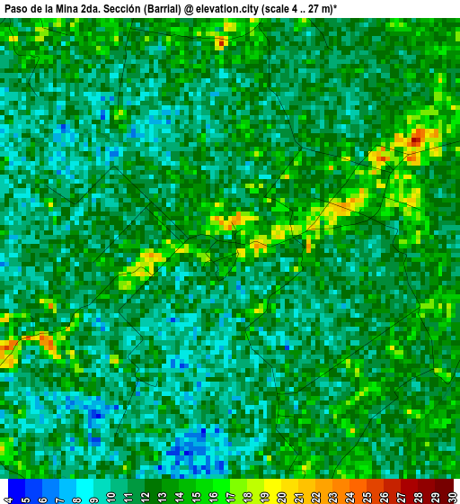 Paso de la Mina 2da. Sección (Barrial) elevation map