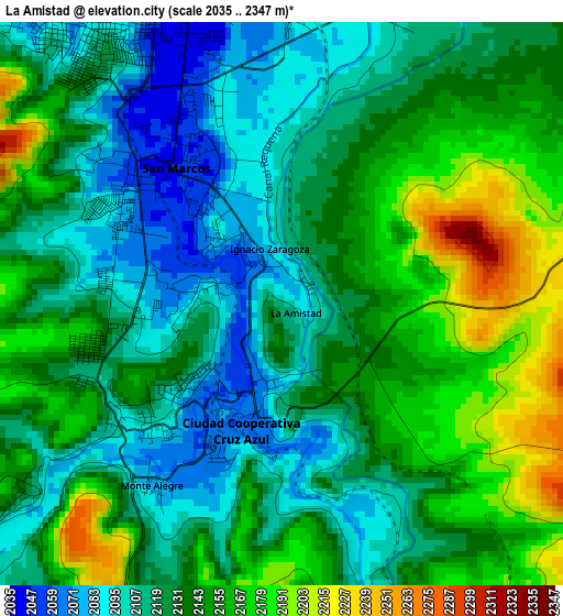 La Amistad elevation map