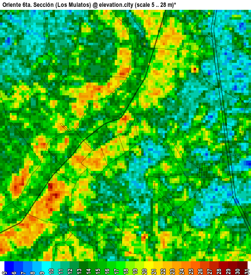 Oriente 6ta. Sección (Los Mulatos) elevation map