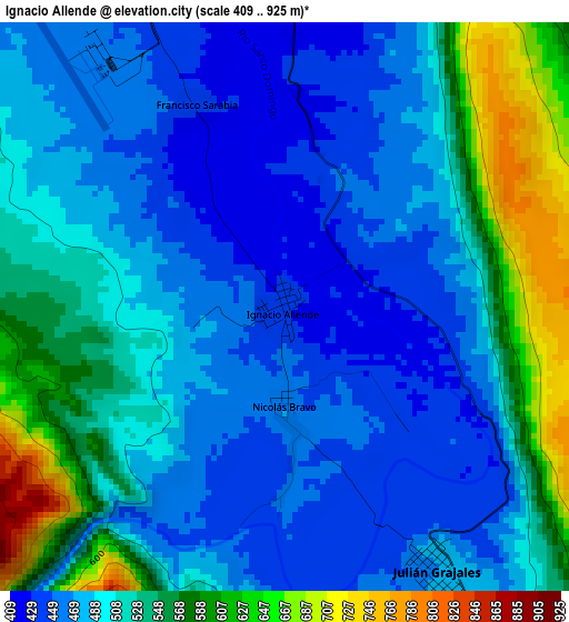 Ignacio Allende elevation map