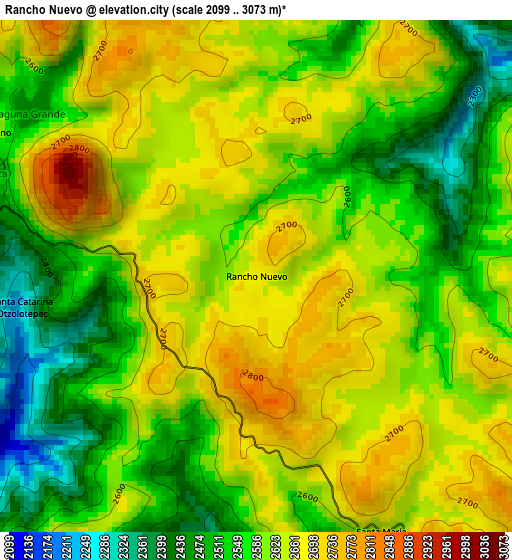 Rancho Nuevo elevation map