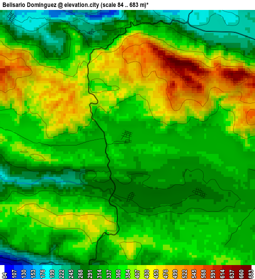 Belisario Domínguez elevation map