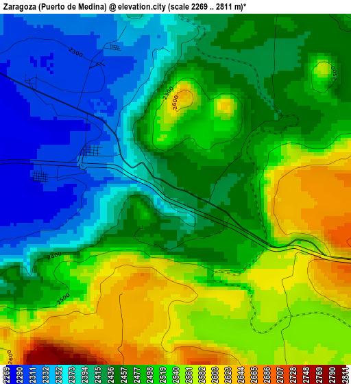 Zaragoza (Puerto de Medina) elevation map