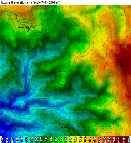 Ixcatla elevation map