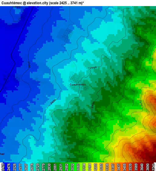 Cuauhtémoc elevation map