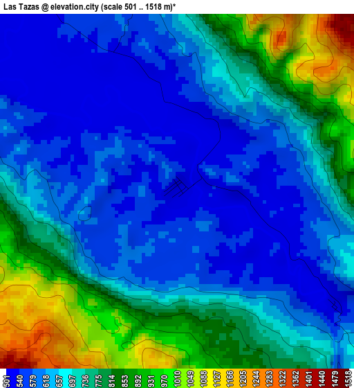 Las Tazas elevation map