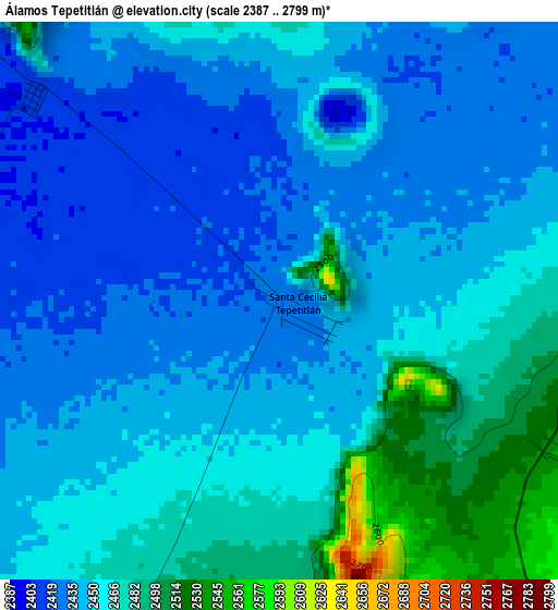 Álamos Tepetitlán elevation map