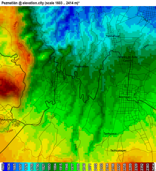 Pezmatlán elevation map