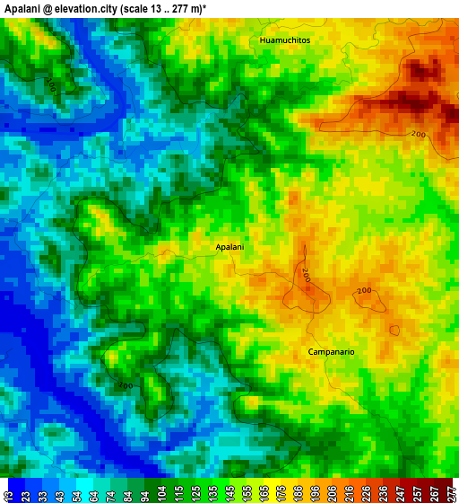 Apalani elevation map