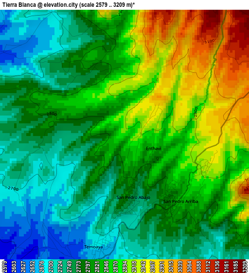 Tierra Blanca elevation map