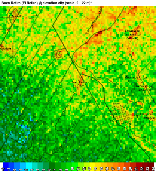 Buen Retiro (El Retiro) elevation map