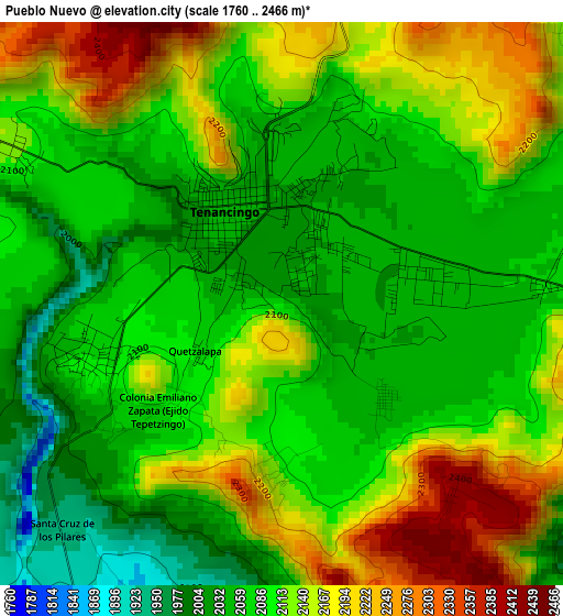 Pueblo Nuevo elevation map