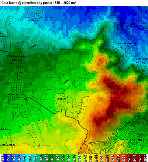 Cala Norte elevation map