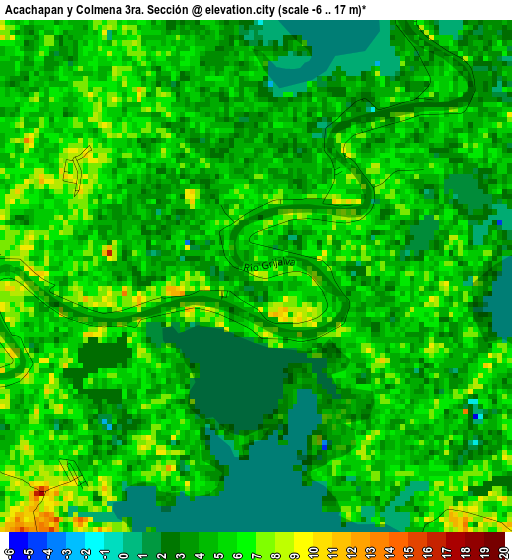 Acachapan y Colmena 3ra. Sección elevation map