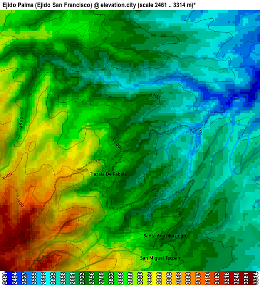 Ejido Palma (Ejido San Francisco) elevation map