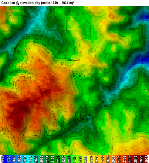 Coxolico elevation map