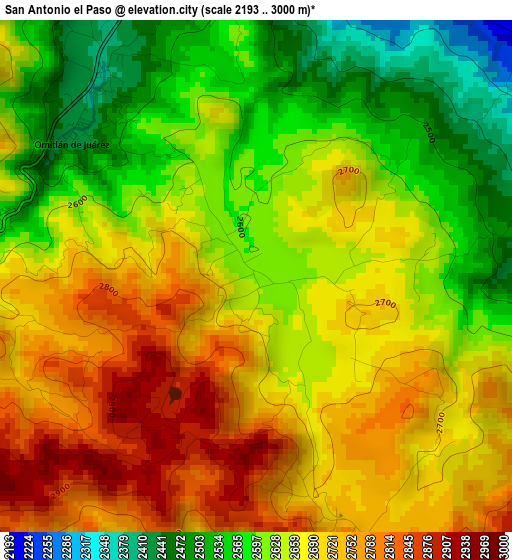 San Antonio el Paso elevation map