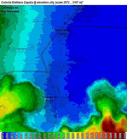 Colonia Emiliano Zapata elevation map