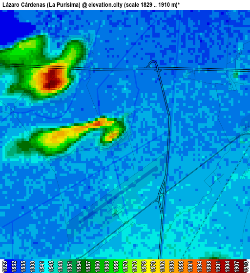 Lázaro Cárdenas (La Purísima) elevation map