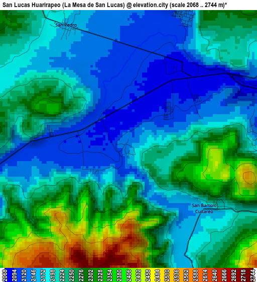 San Lucas Huarirapeo (La Mesa de San Lucas) elevation map
