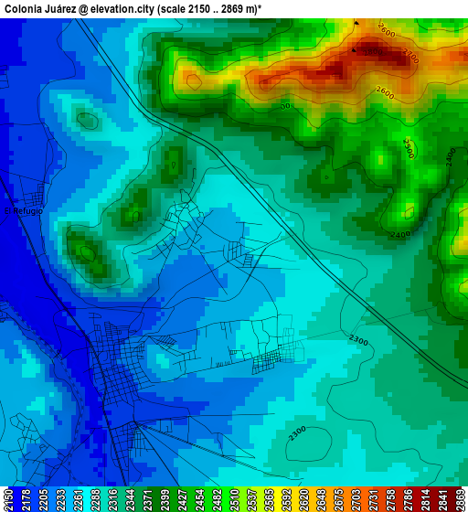 Colonia Juárez elevation map