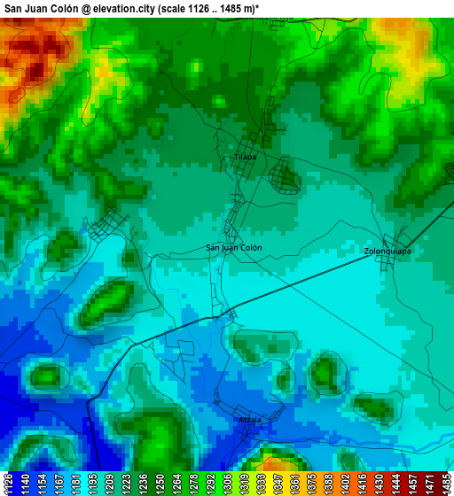San Juan Colón elevation map