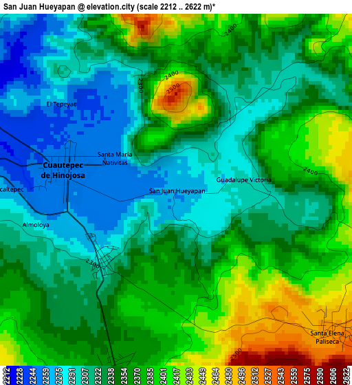 San Juan Hueyapan elevation map