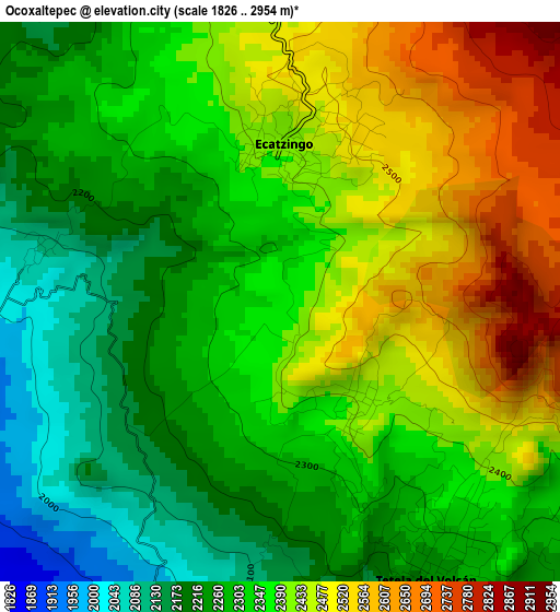 Ocoxaltepec elevation map