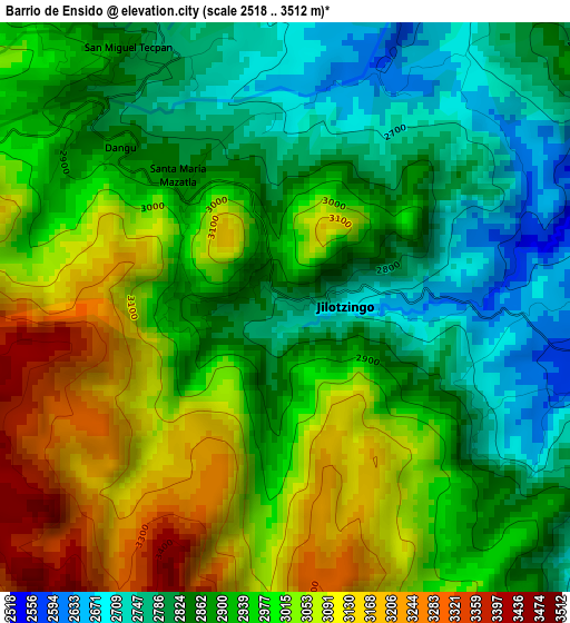 Barrio de Ensido elevation map