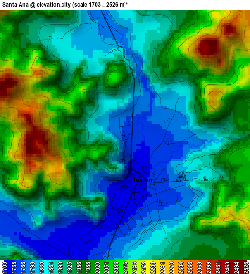 Santa Ana elevation map