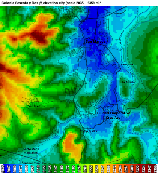 Colonia Sesenta y Dos elevation map