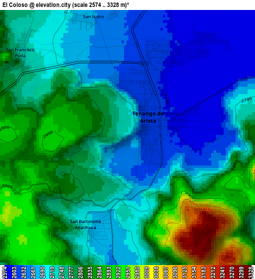 El Coloso elevation map