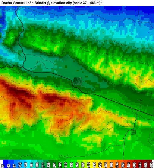 Doctor Samuel León Brindis elevation map